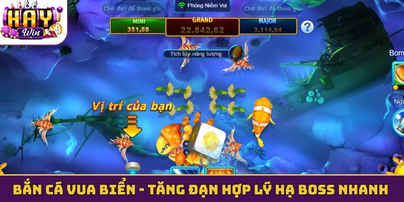Bắn cá vua biển - Tăng đạn hợp lý hạ Boss nhanh