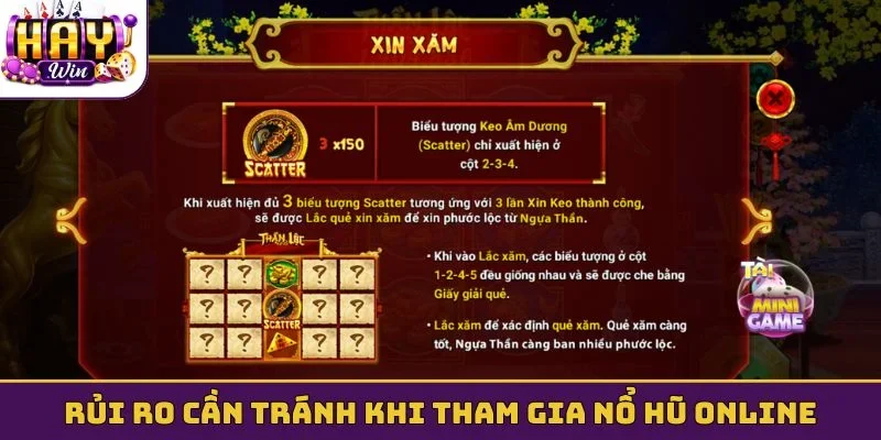 Rủi ro cần tránh khi tham gia nổ hũ online